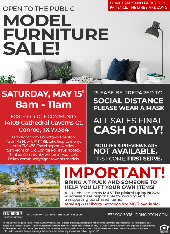 D.R. Horton Model Home Furniture Sale Harpers Preserve